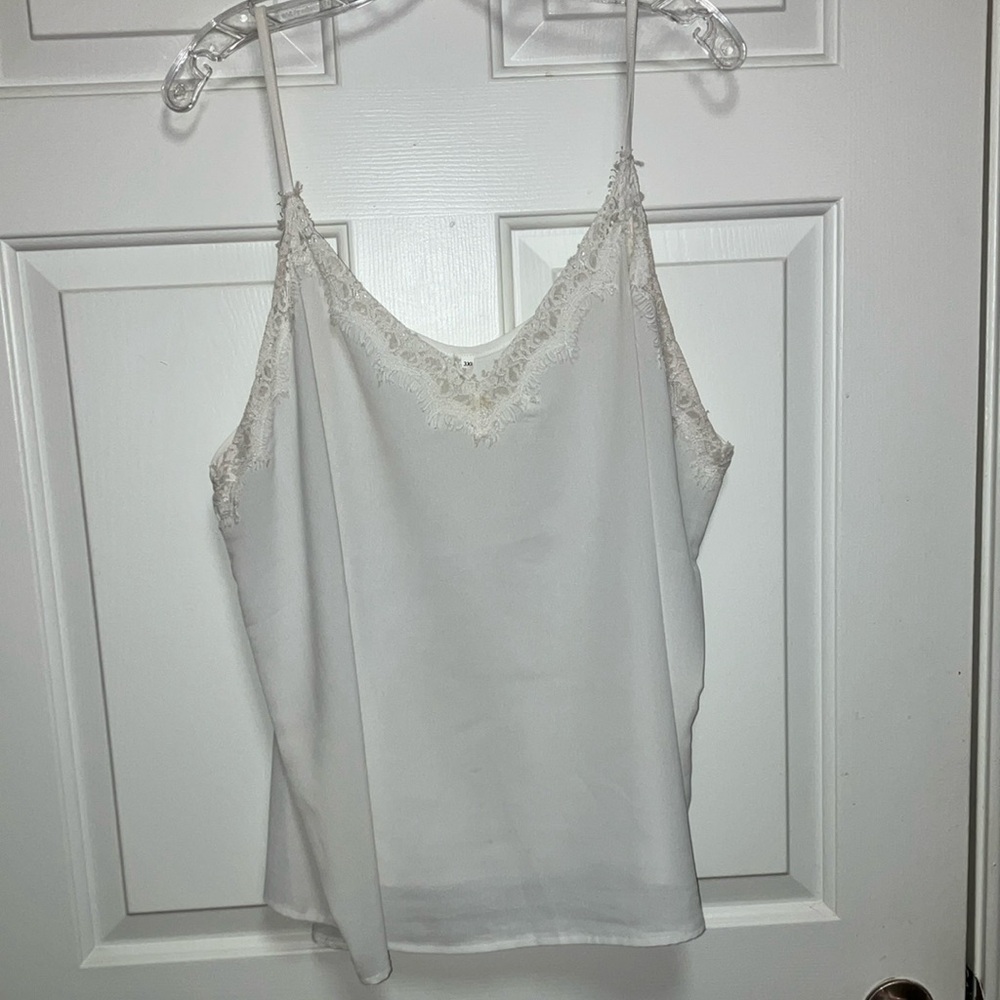 Elegant Ivory Lace Trim Cami Top Size 3X
